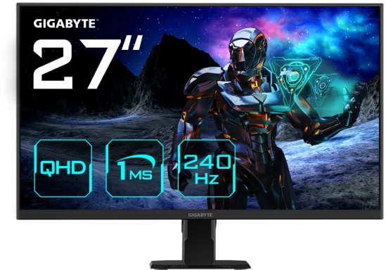 GIGABYTE GS27Q X Écran gaming 27" QHD - 2560 x 1440, 240Hz, 1ms, 300 cd/m², FreeSync Premium Pro, HDR Ready, HDMI 2.0, DisplayPort 1.4