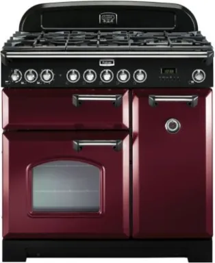 Falcon Classic Deluxe 90 Cuisinière Electrique Gaz Chrome, Rouge A