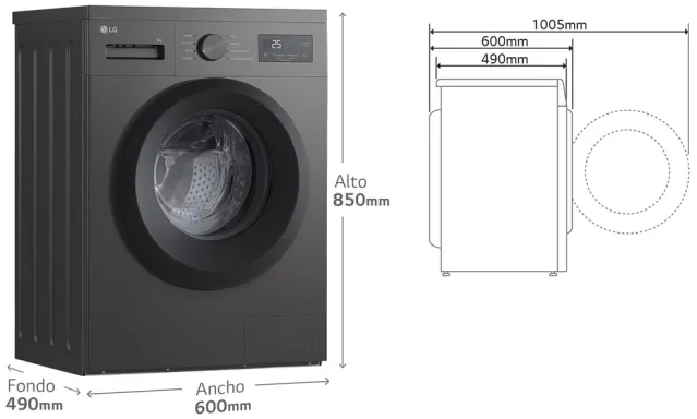 LG F4A1009NDK machine à laver Charge avant 9 kg 1400 tr/min Graphite, Argent