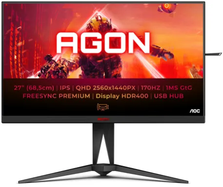 AOC AG275QX/EU écran plat de PC 68,6 cm (27") 2560 x 1440 pixels Quad HD Noir, Rouge