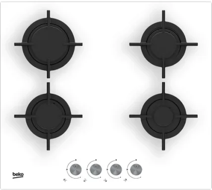 Beko HILG 64222 SW plaque Blanc Intégré 60 cm Gaz 4 zone(s)