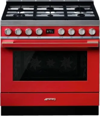 Smeg CPF9GPR four et cuisinière Electrique Gaz Rouge A+