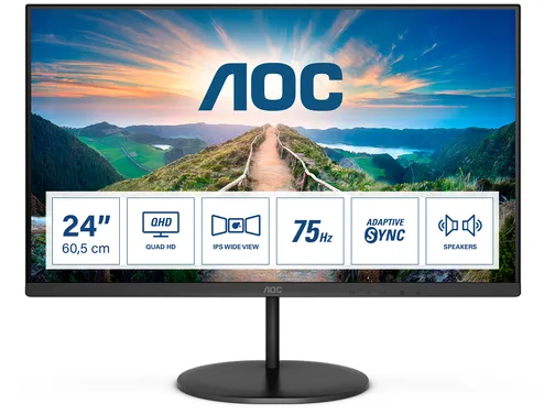 AOC V4 Q24V4EA LED display 60,5 cm (23.8") 2560 x 1440 pixels 2K Ultra HD Noir