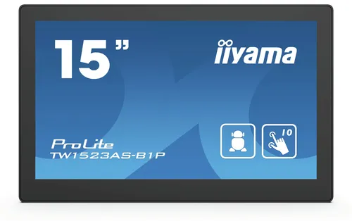 iiyama ProLite TW1523AS-B1P écran plat de PC 39,6 cm (15.6") 1920 x 1080 pixels Full HD LED Écran tactile Multi-utilisateur Noir