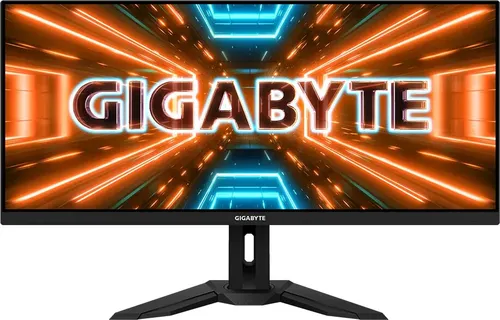 GIGABYTE M34WQ Moniteur de jeu 34” WQHD - 3440x1440 (WQHD), 144Hz, 1ms, 400 cd/m2, FreeSync Premium, Display HDR400, HDMI 2.0, DisplayPort 1.4