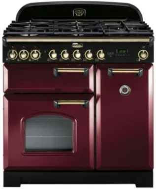 Falcon Classic Deluxe 90 Cuisinière Electrique Gaz Laiton, Rouge A