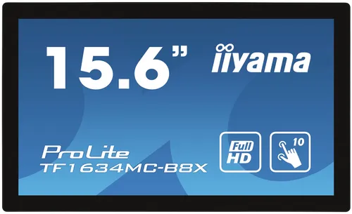 iiyama ProLite TF1634MC-B8X écran plat de PC 39,6 cm (15.6") 1920 x 1080 pixels Full HD LED Écran tactile Multi-utilisateur Noir