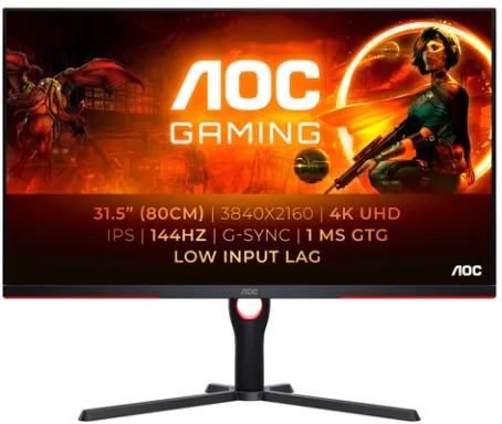 AOC G3 U32G3X/BK LED display 80 cm (31.5") 3840 x 2160 pixels 4K Ultra HD Noir, Rouge