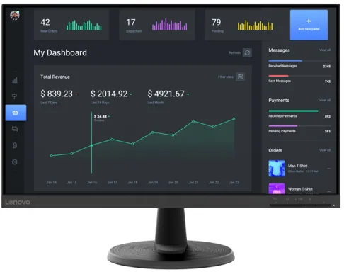 Lenovo D24-45 écran plat de PC 60,5 cm (23.8") 1920 x 1080 pixels Full HD LCD Noir