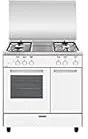 Glem Gas GA85PMWH four et cuisinière Électrique/Gaz Gaz Acier inoxydable, Blanc A