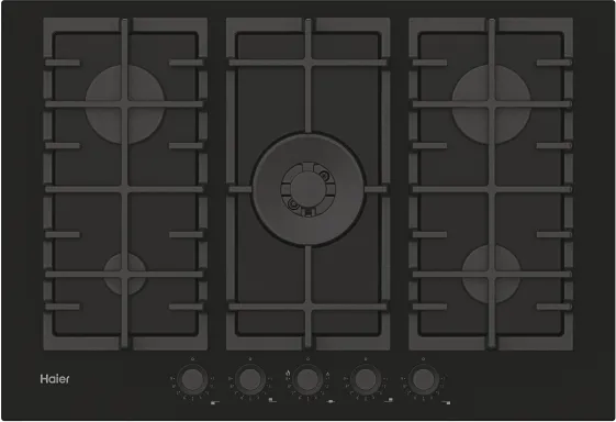 Haier Series 2 HAVG75S2B Noir Intégré 74.5 cm Gaz 5 zone(s)