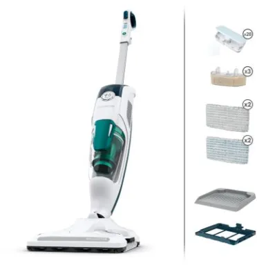 Rowenta CLEAN & STEAM REVOLUTION RY7777 Aspirateur balai Secteur Sec&humide Sans sac 0,3 L 1500 W Blanc, Bleu