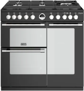 Stoves Sterling S900 DF GTG DeLuxe Cuisinière Electrique Gaz Noir, Acier inoxydable A