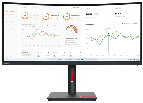 Lenovo ThinkVision T34w-30 LED display 86,4 cm (34") 3440 x 1440 pixels Wide Quad HD Noir